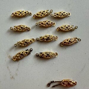 New Unused Vintage Gold-Tone Fish Clasps – Set of 12